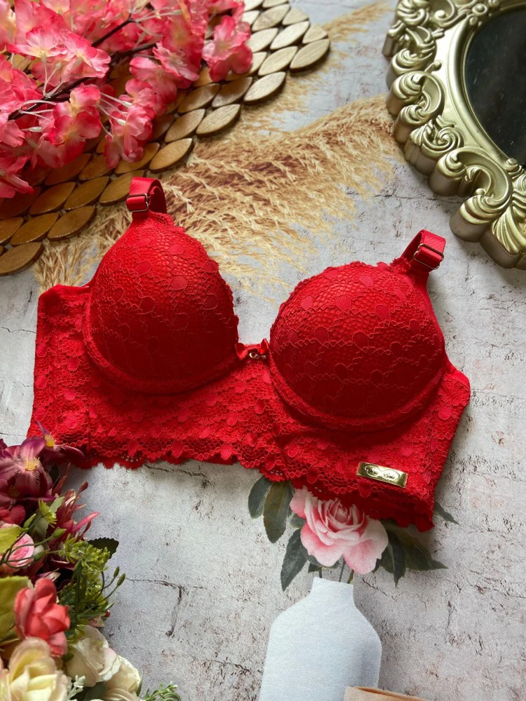 Sutiã Reforçado c/renda Bella - Vermelho (rendas variadas)