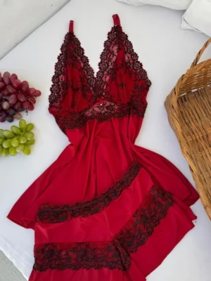 Baby Doll Luxo Fabiana - Vermelho c/ preto (as cores podem dar diferença de tom por causa do flash)