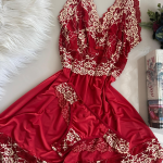 CAMISOLA S_BOJO + CALCINHA RENDA BICOLOR CASSANDRA REF 1545 - VERMELHO